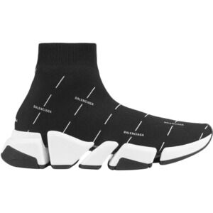 Balenciaga Mens Speed 2.0 Sock Black White All Over Logo High Top Sneaker 43 10